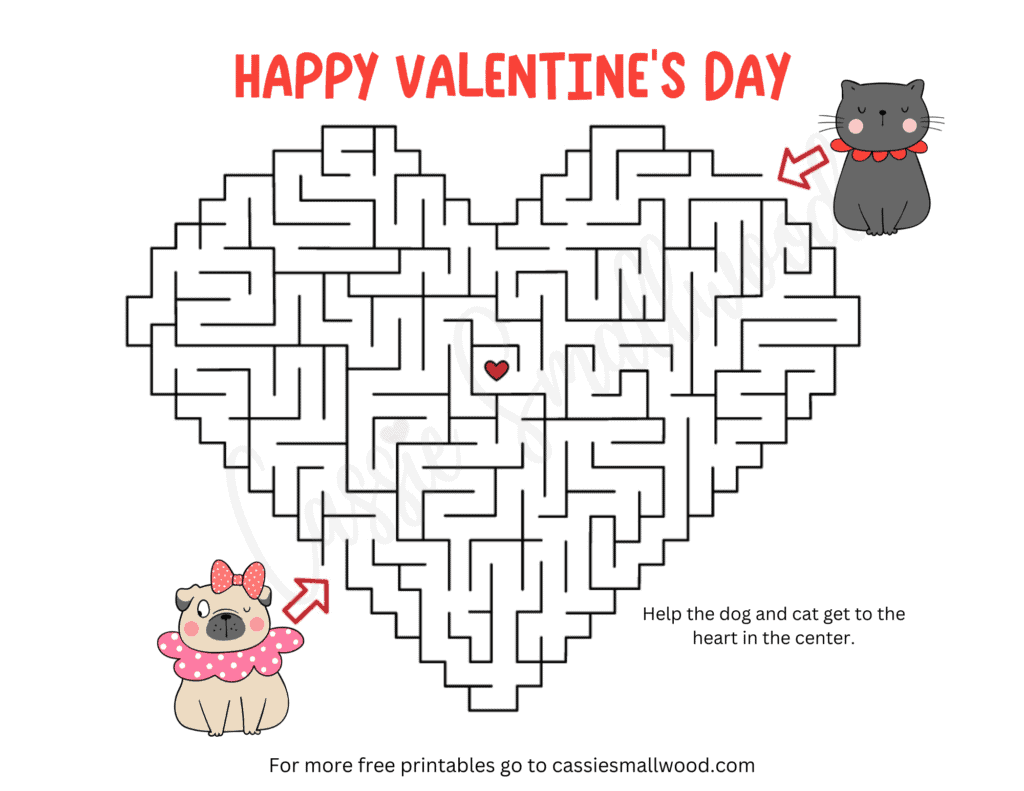 10 Valentine s Day Maze Worksheets Free Printable Cassie Smallwood