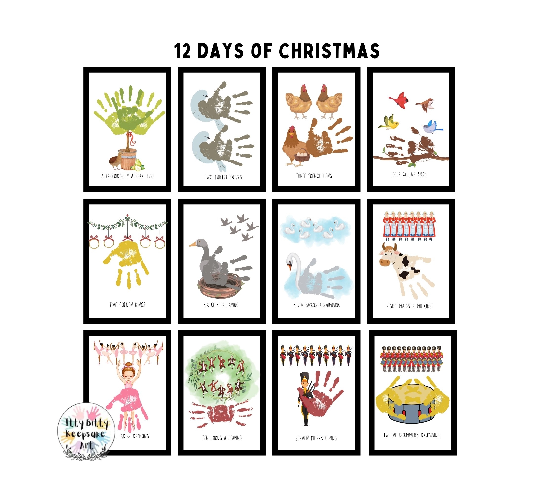 12 Days Of Christmas Handprint Craft Art Printable Template Winter Activity Classful