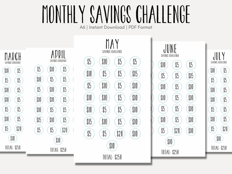 12 Month Monthly Budget Savings Challenge January December printable Digital And Reusable Each Year Payhip