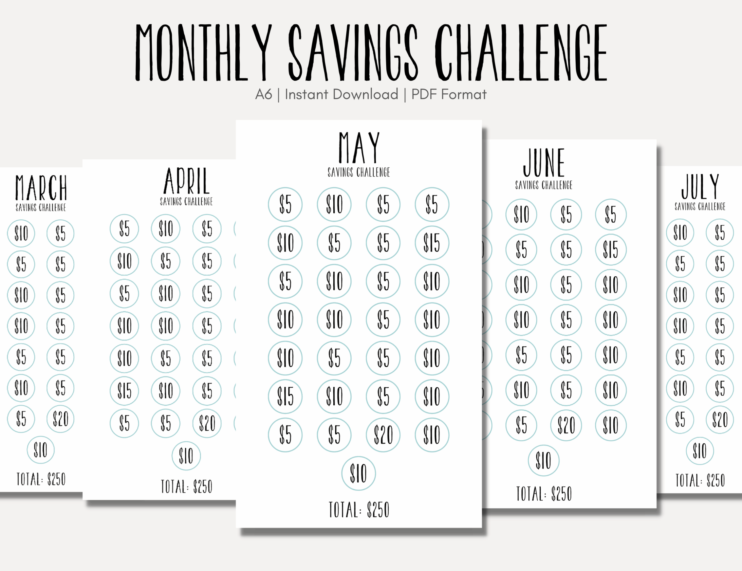 12 Month Monthly Budget Savings Challenge January December printable Digital And Reusable Each Year Payhip
