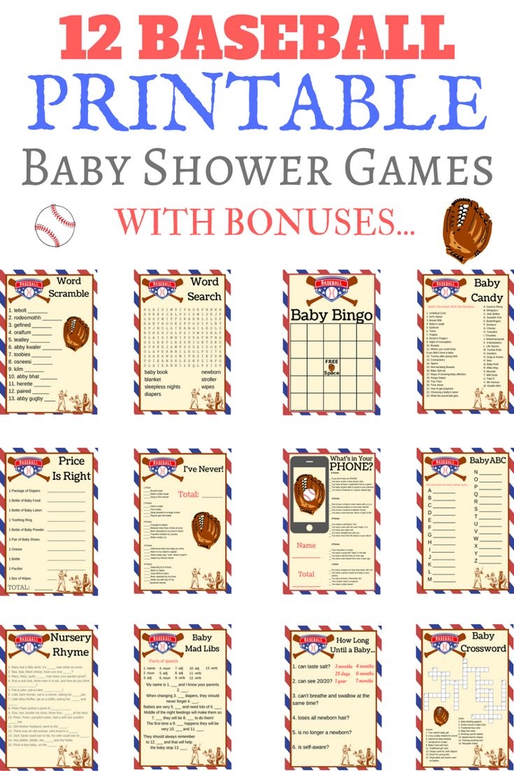 Printable Baseball Baby Shower Games