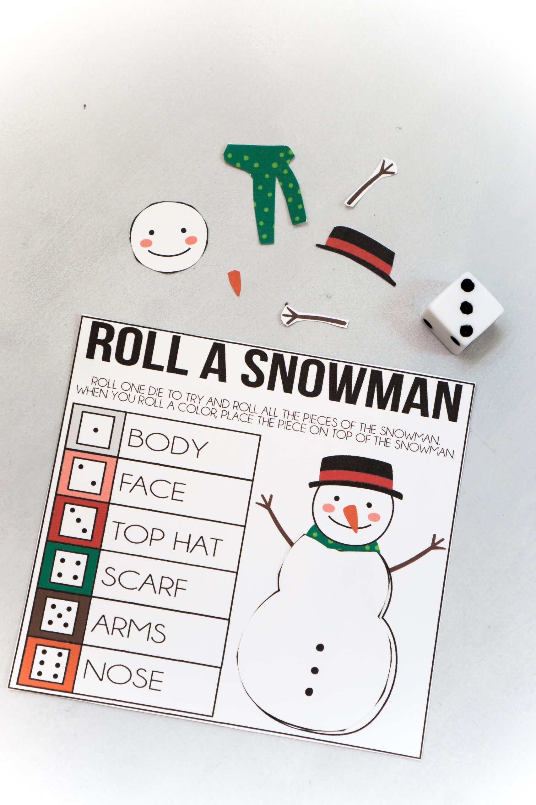 2 Fun Roll A Snowman Game Ideas Free Printable Play Party Plan