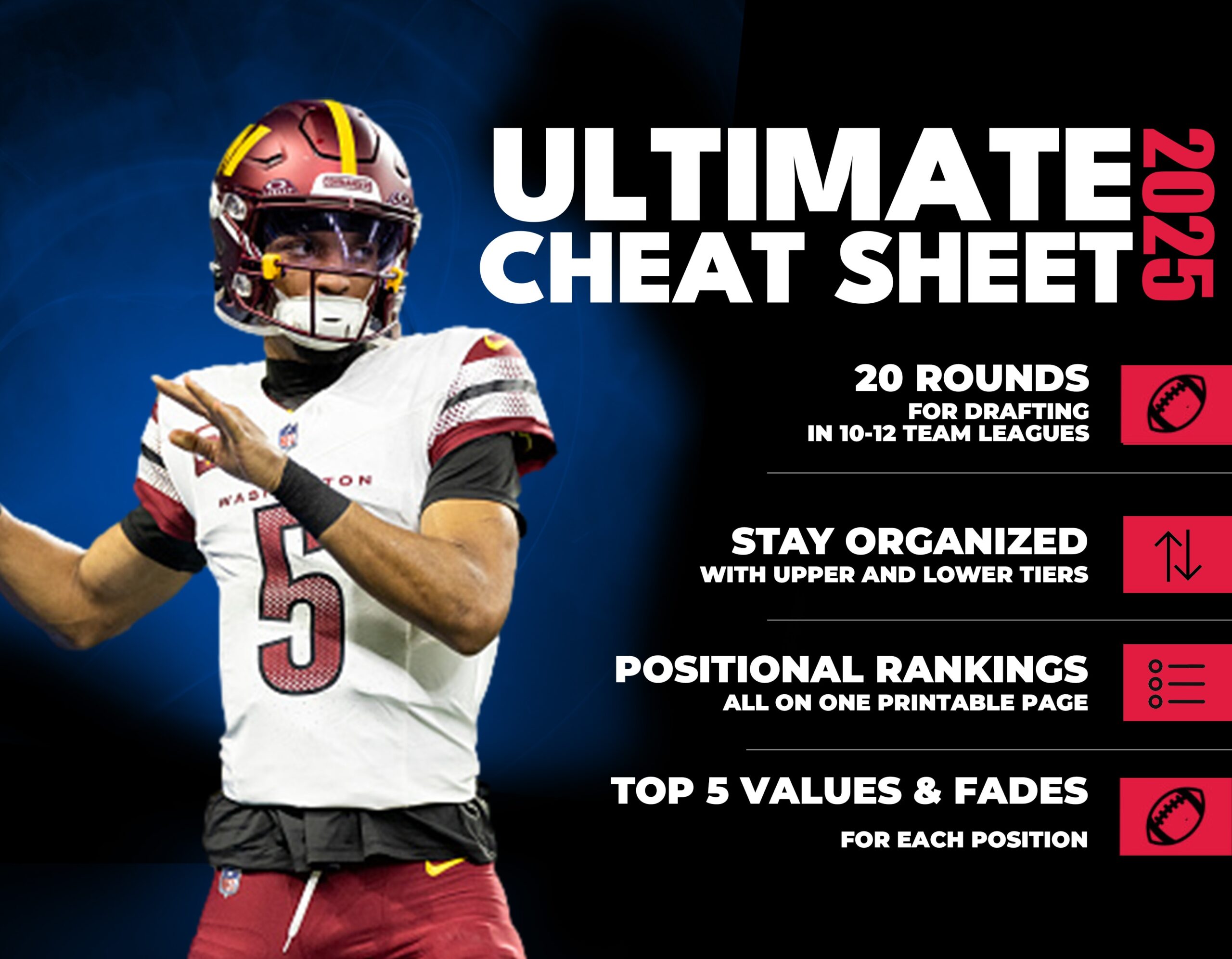 2025 Fantasy Football Best Ball Cheat Sheet Printable PDF