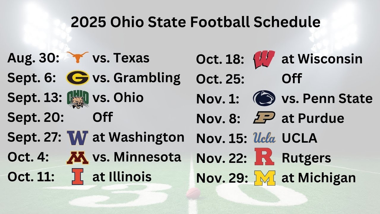2025 Ohio State Football Schedule Released Texas Michigan And More YouTube