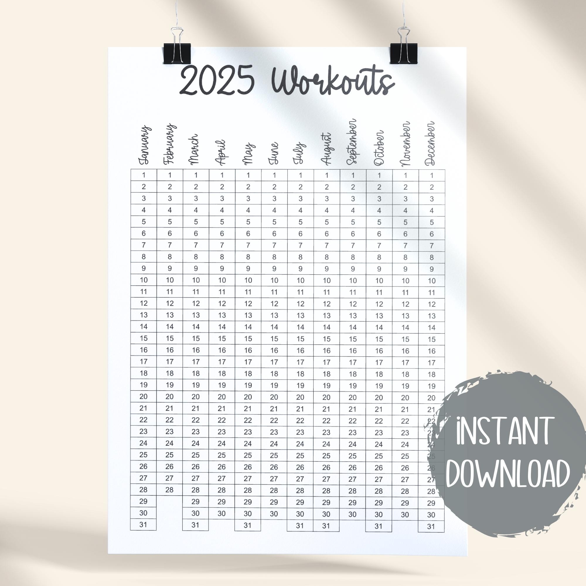 2025 Printable Fitness Monthly Workout Tracker Workout Calendar Planner Etsy