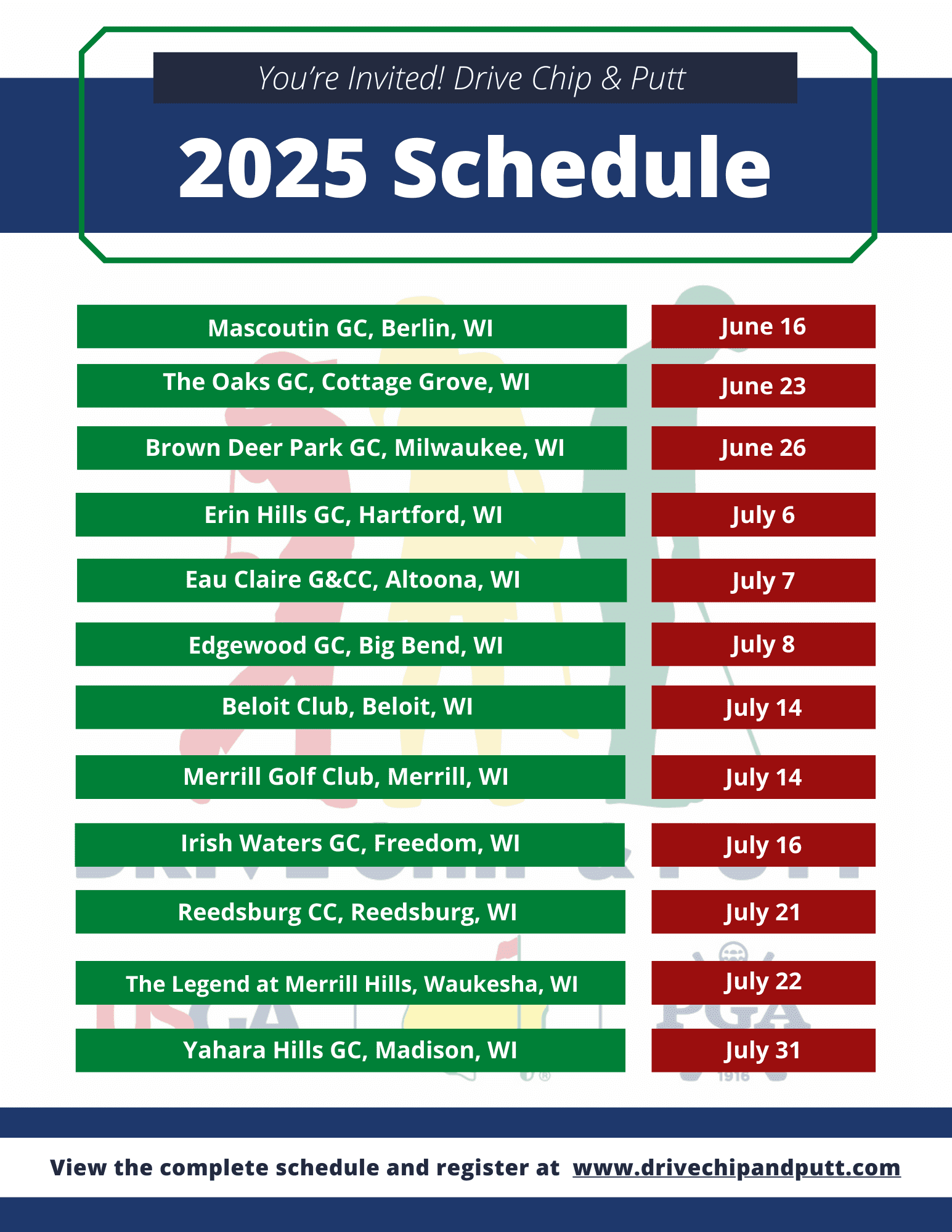 2025 WPGA Tournament Schedule Wisconsin PGA