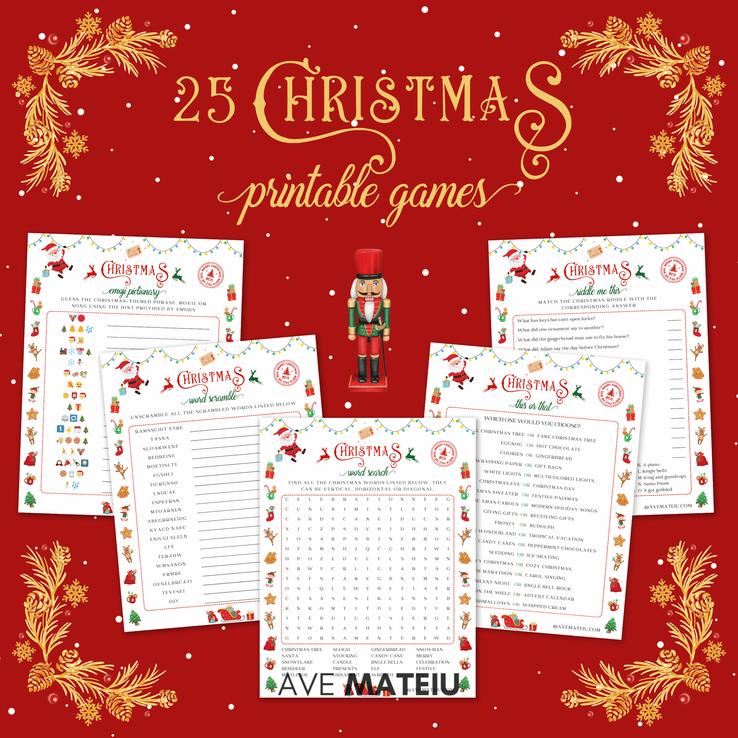 25 Printable Christmas Games And Activities Ave Mateiu