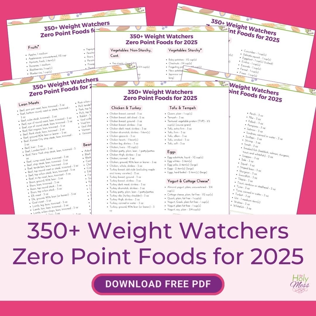 350 WW Zero Point Food List Printable The Holy Mess
