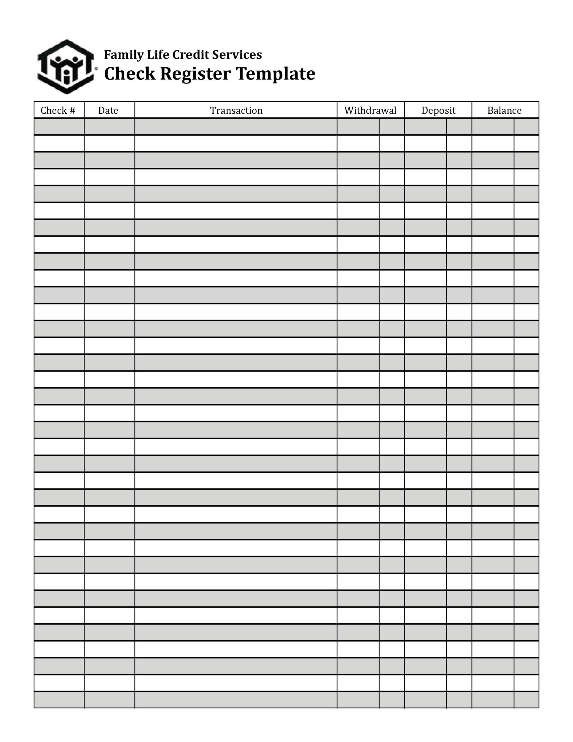 39 Checkbook Register Templates 100 Free Printable TemplateLab