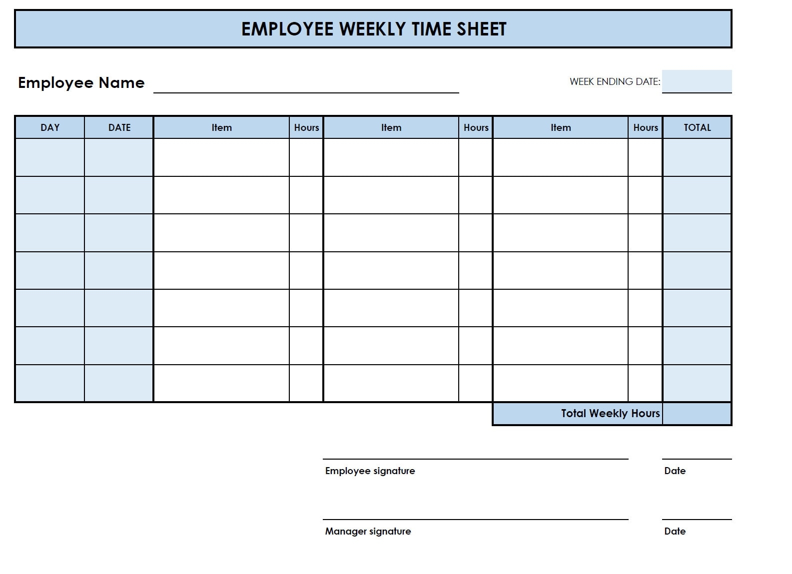 5 Printable PDF Weekly Timesheet Templates Printable Timesheet Time Card Time Tracker Work Log Timekeeping Sheet Etsy