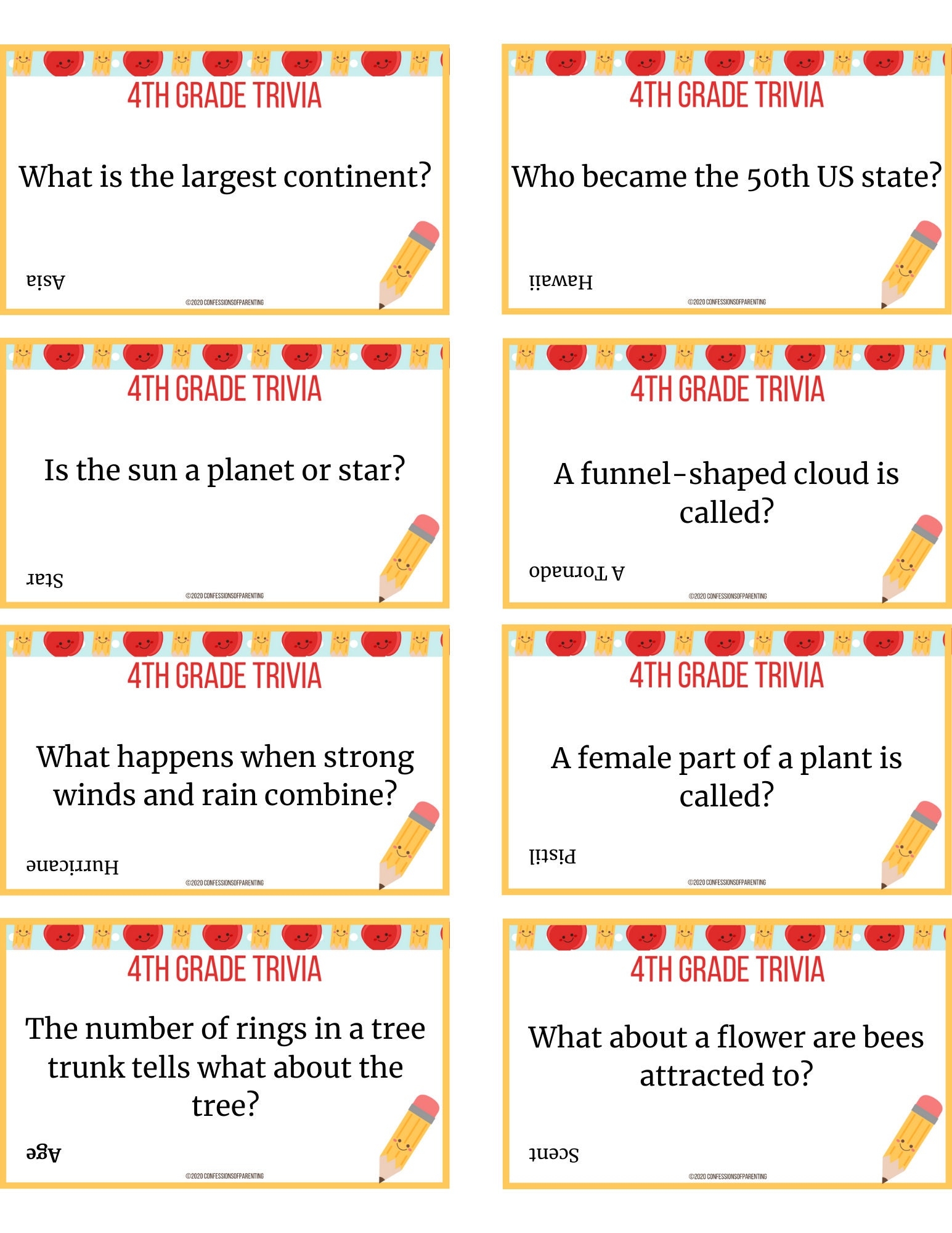 50 4th Grade Trivia Questions Printable 4th Grade Trivia Educational Trivia For Kids 4th Grade Brain Teasers 4th Grade Learning Fun Etsy
