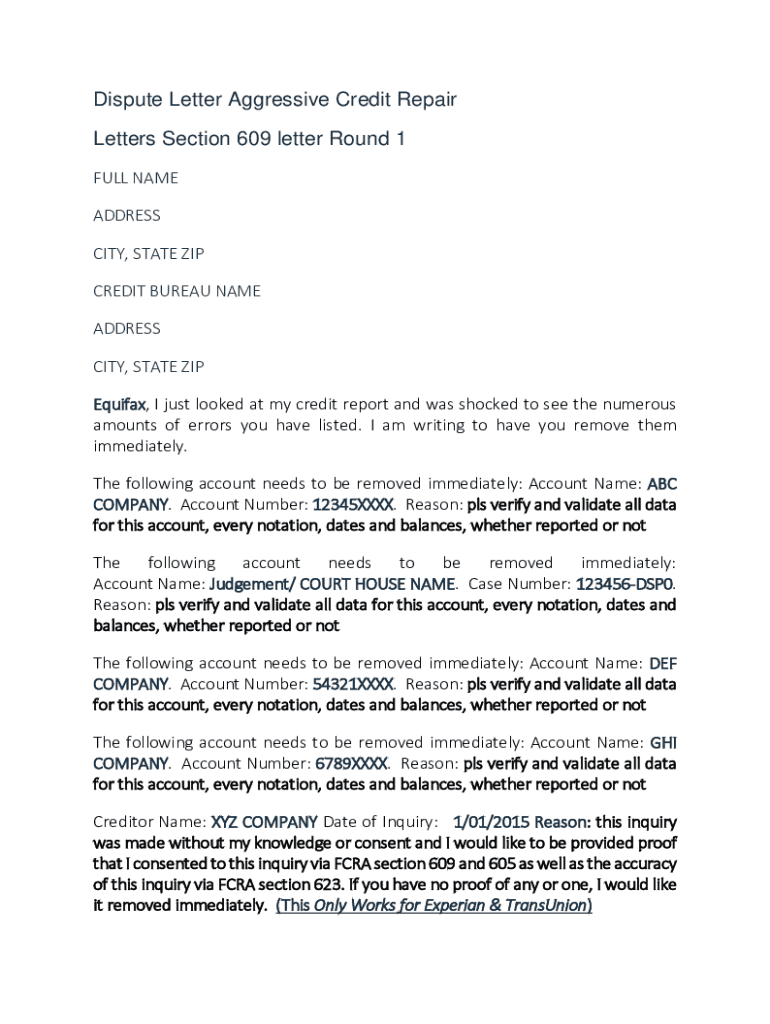 609 Letter Template Fill Out Sign Online DocHub