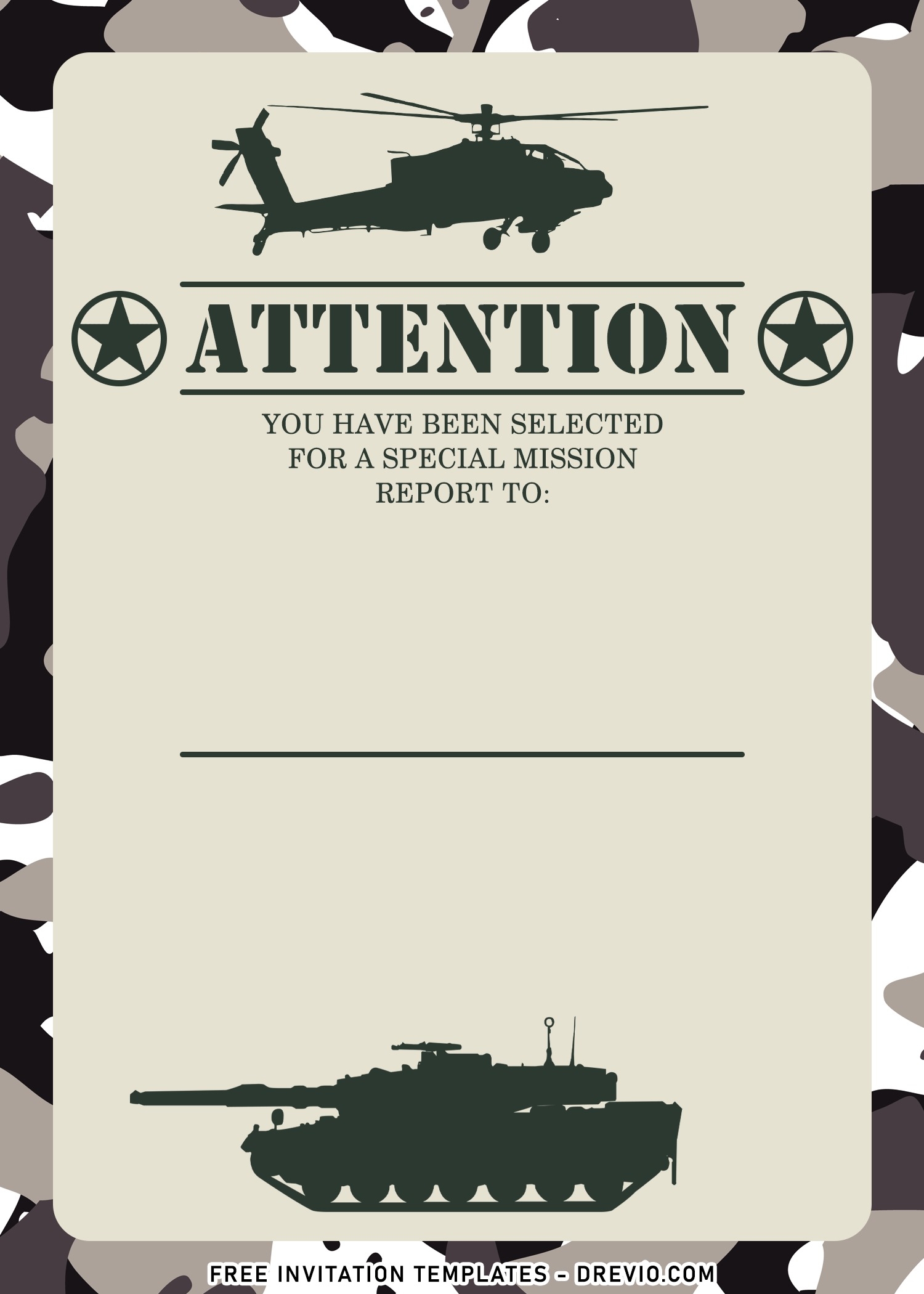 Army Birthday Invitations Free Printable