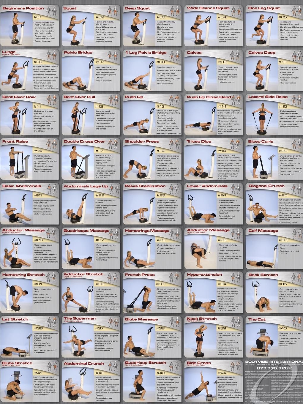 Printable Whole Body Vibration Exercise Chart