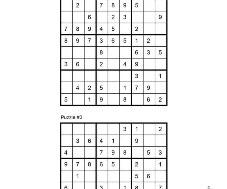 72 Free Printable Sudoku Puzzles SaturdayGift