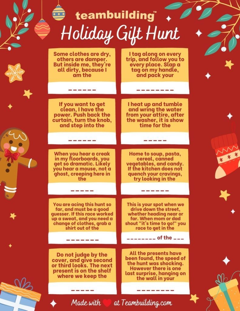 Printable Christmas Scavenger Hunt Poems