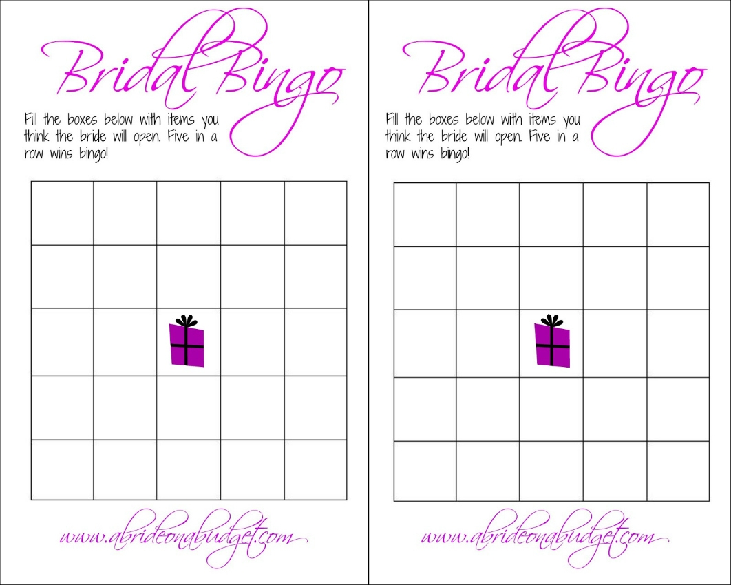 Bridal Shower Gift Bingo Free Printable
