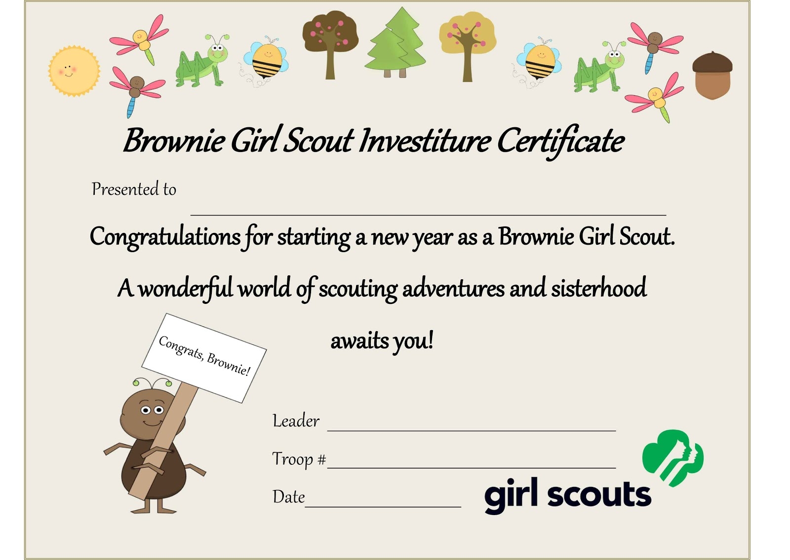 Girl Scout Investiture Certificate Printable