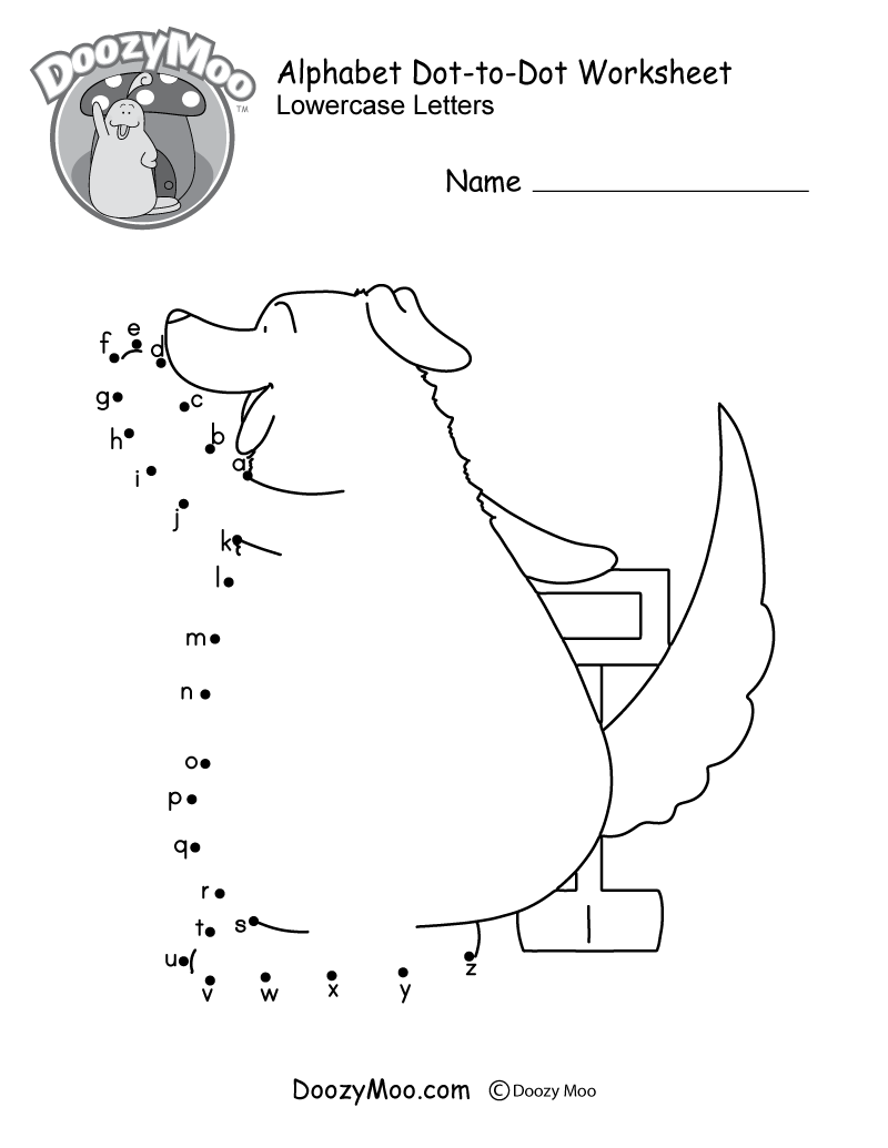 ABC Dot to Dot Worksheet Free Printable Doozy Moo