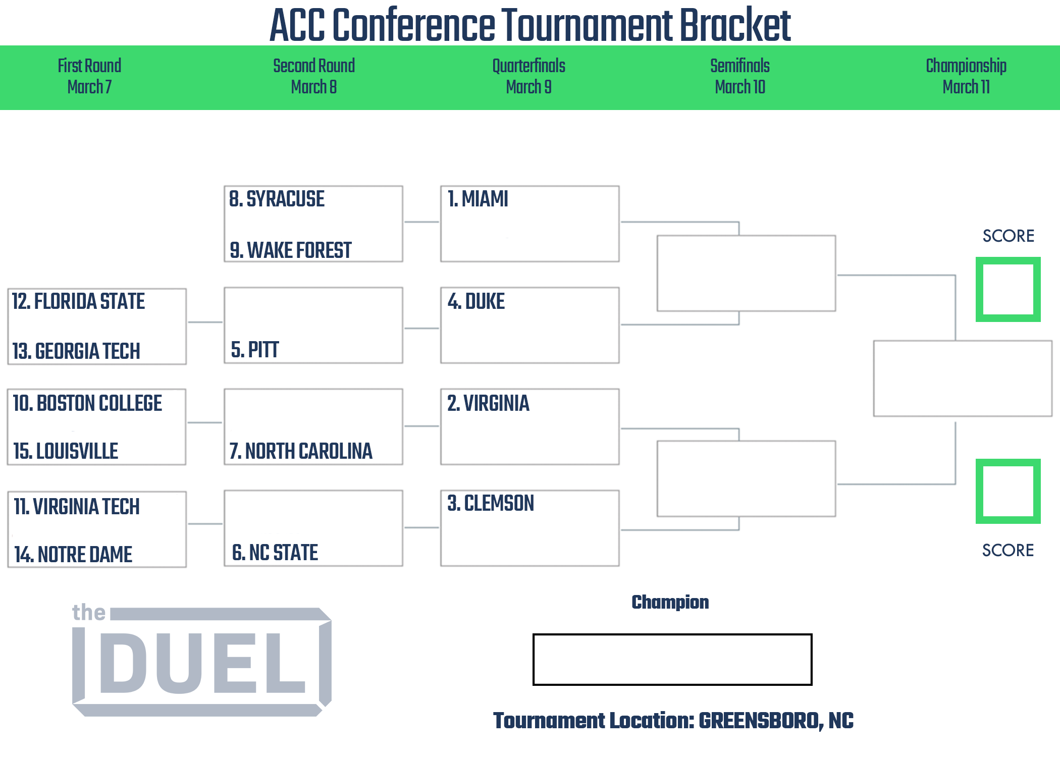 Acc Tournament 2025 Printable Bracket