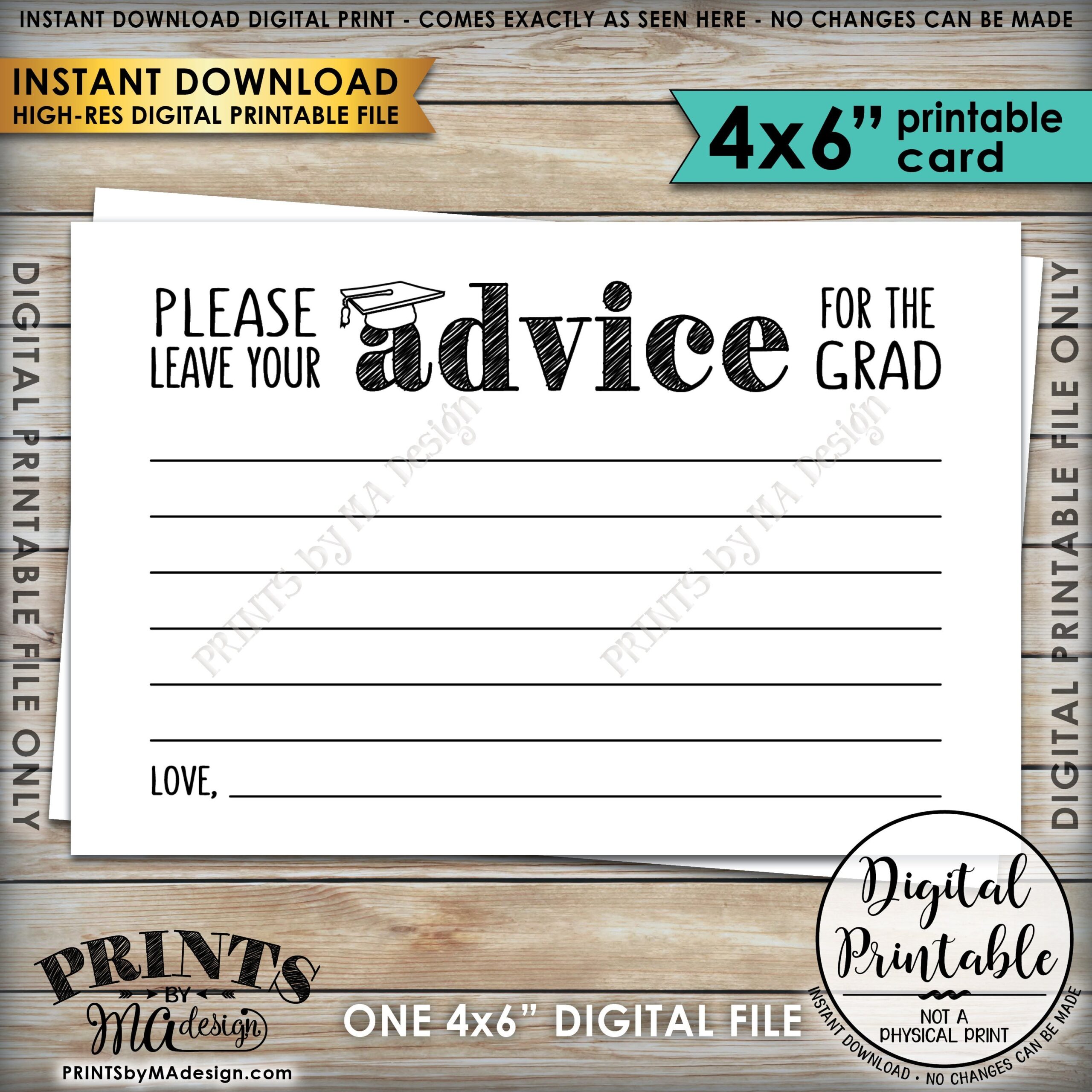 Advice For Graduate Please Share Your Advice With The Graduate Advice Cards Grad Party Graduation Party PRINTABLE 4x6 Digital File