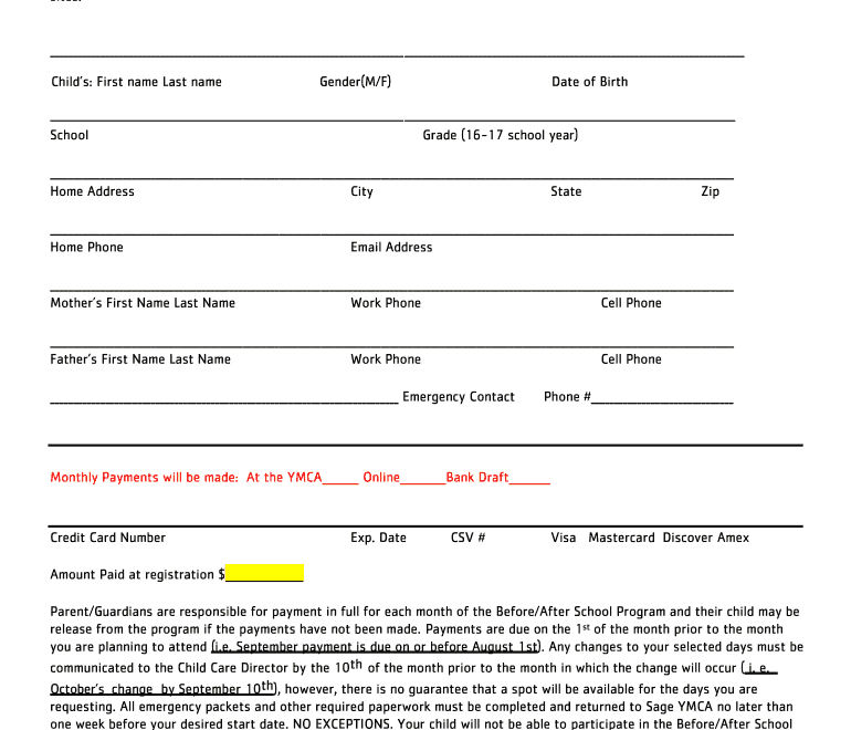 After School Program Registration Form Template Fill Out Sign Online DocHub