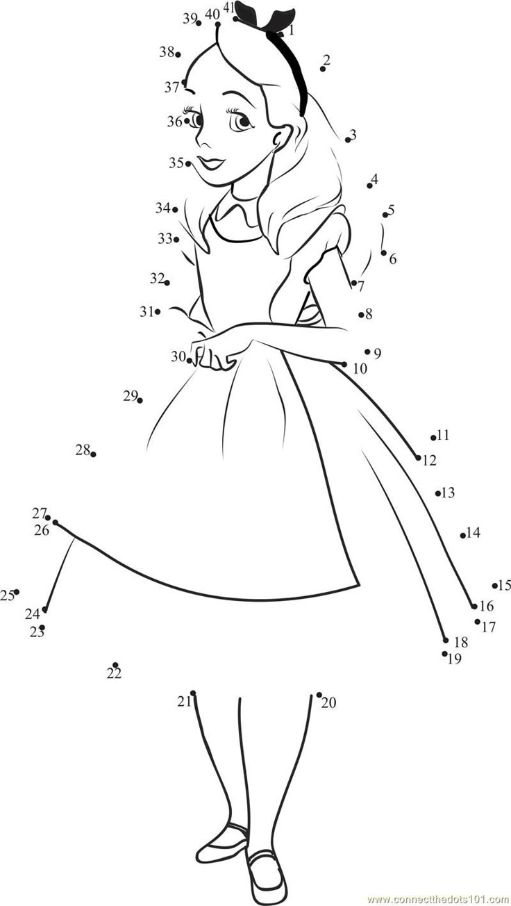 Alice In Wonderland Dot To Dot Printable Worksheet