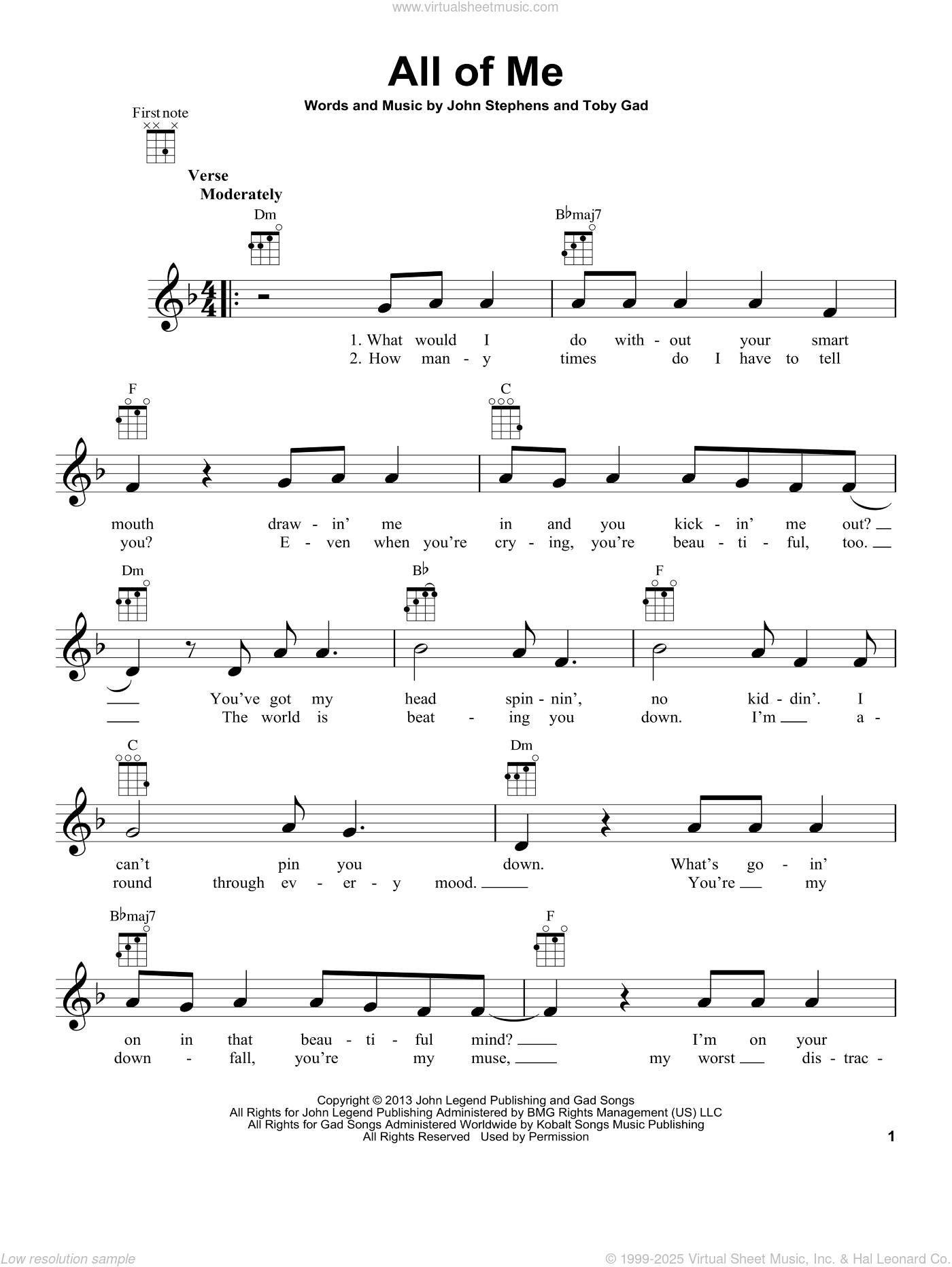 All Of Me Sheet Music For Ukulele PDF interactive V2