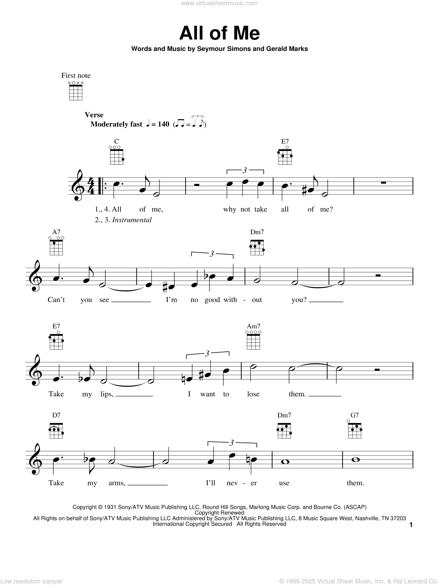 All Of Me Sheet Music For Ukulele PDF interactive 