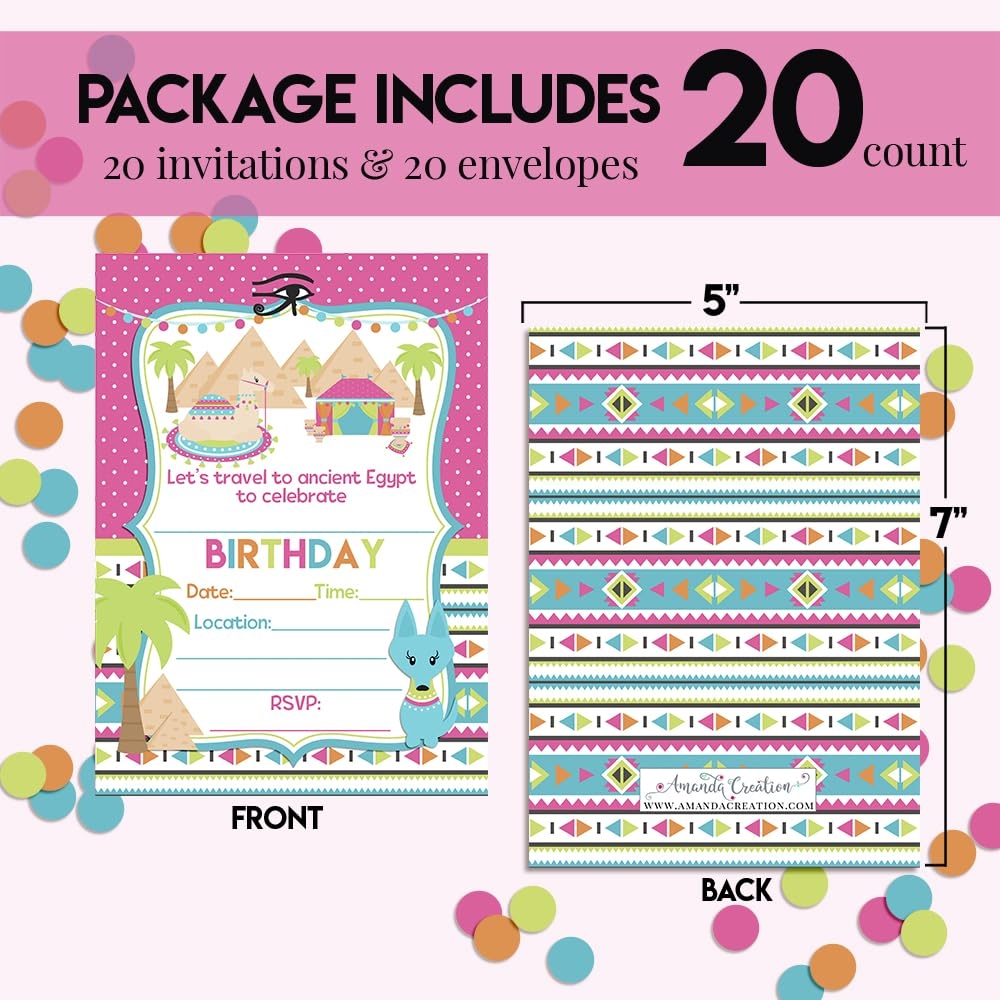 Amazon Ancient Egypt With Pyramids Themed Birthday Party Invitations 20 5x7 Fill In Cards With Twenty White Envelopes By AmandaCreation Home Kitchen