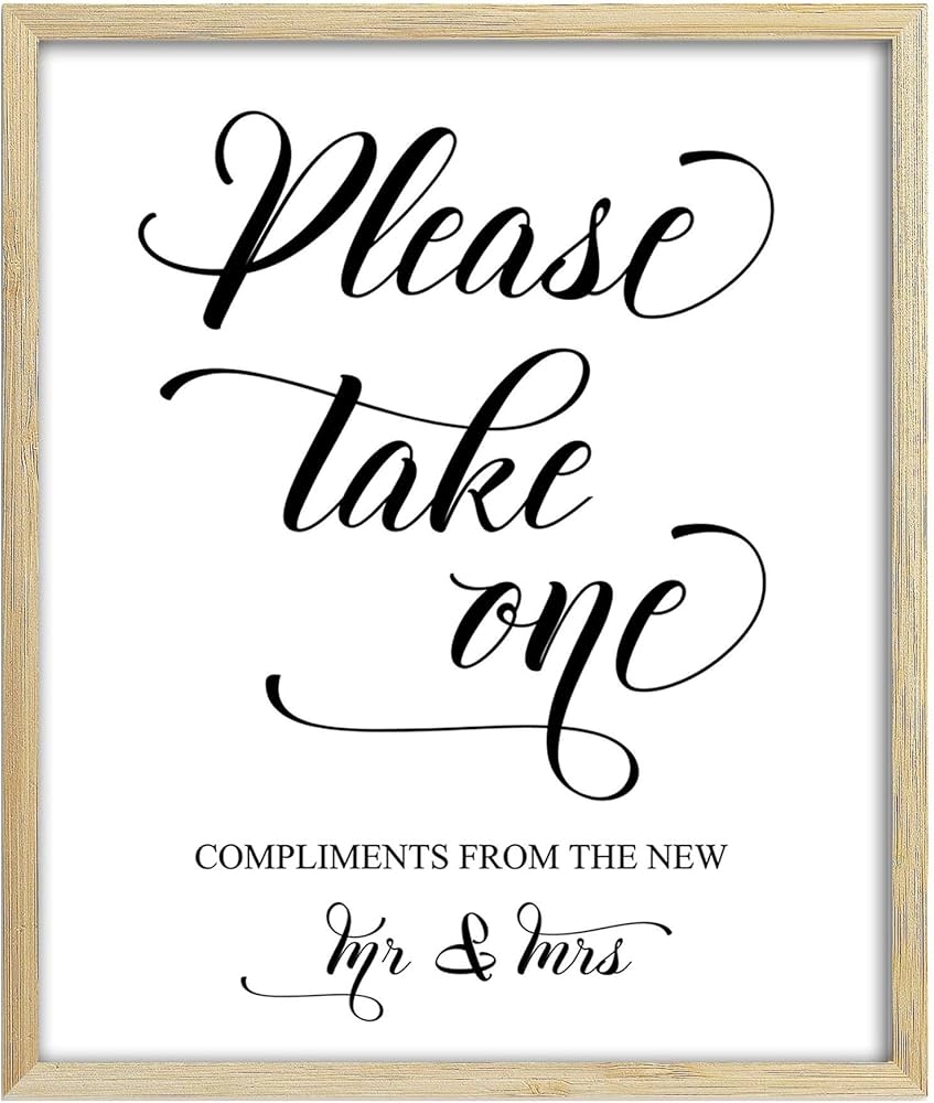 Amazon Please Take One Sign Wedding Favors Sign Party Print Compliments From The New Mr Mrs Favor Sign Party Decor Home Kitchen