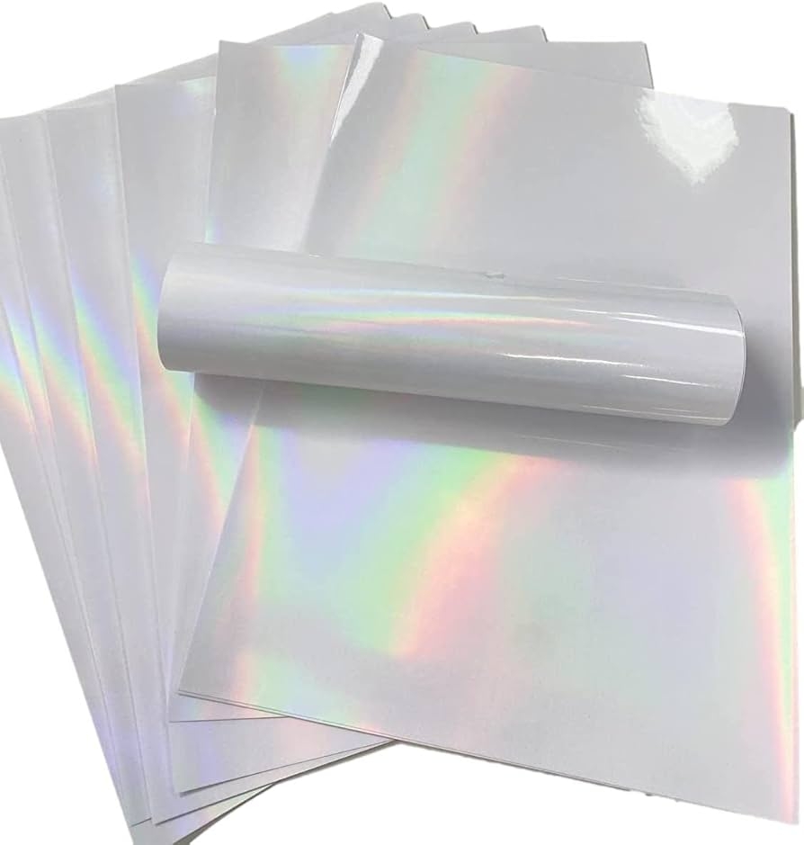 Amazon Syntego Printable Self Adhesive Holographic Clear Vinyl Overlay Sheets Stickers For Laser And Ink Jet Printers 10 Sheets Office Products