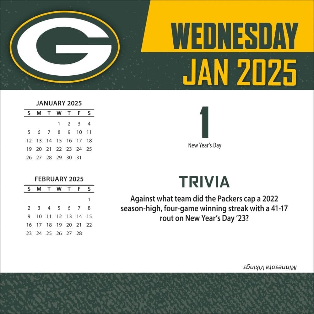 Amazon TURNER SPORTS Green Bay Packers 2025 Box Calendar 25998053039 Sports Outdoors