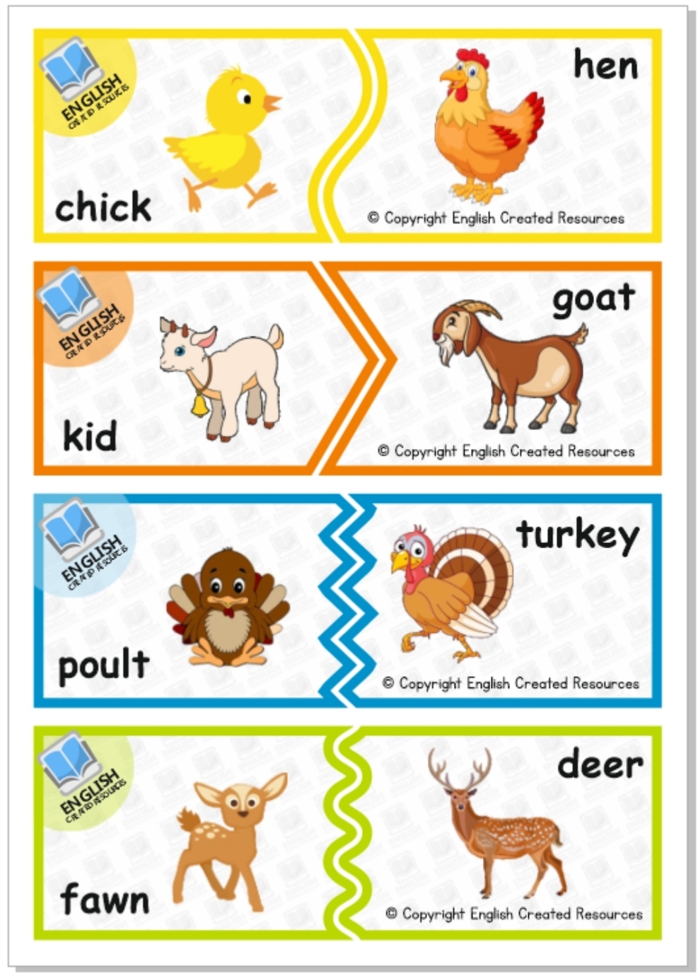 Animals And Their Babies Worksheets English Created Resources