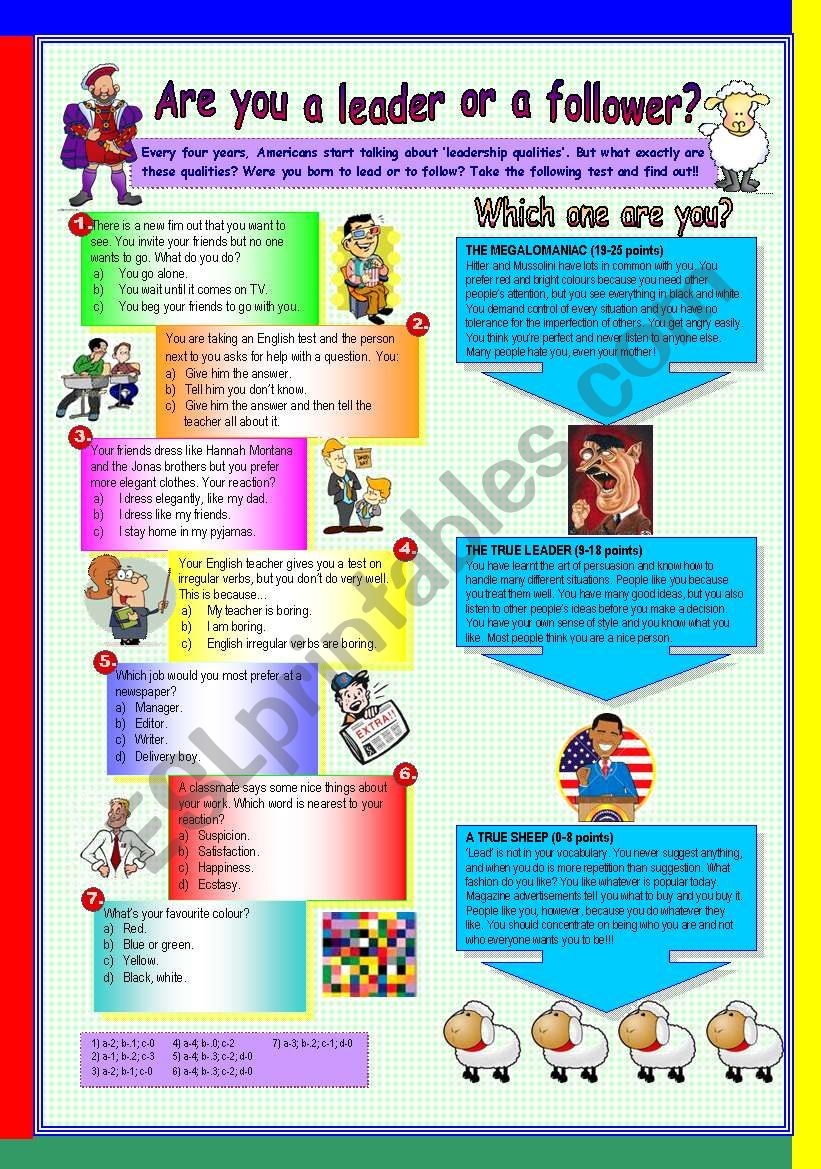 ARE YOU A LEADER OR A FOLLOWER WE WEREN T BORN TO FOLLOW BON JOVI ESL Worksheet By Asungilsanz