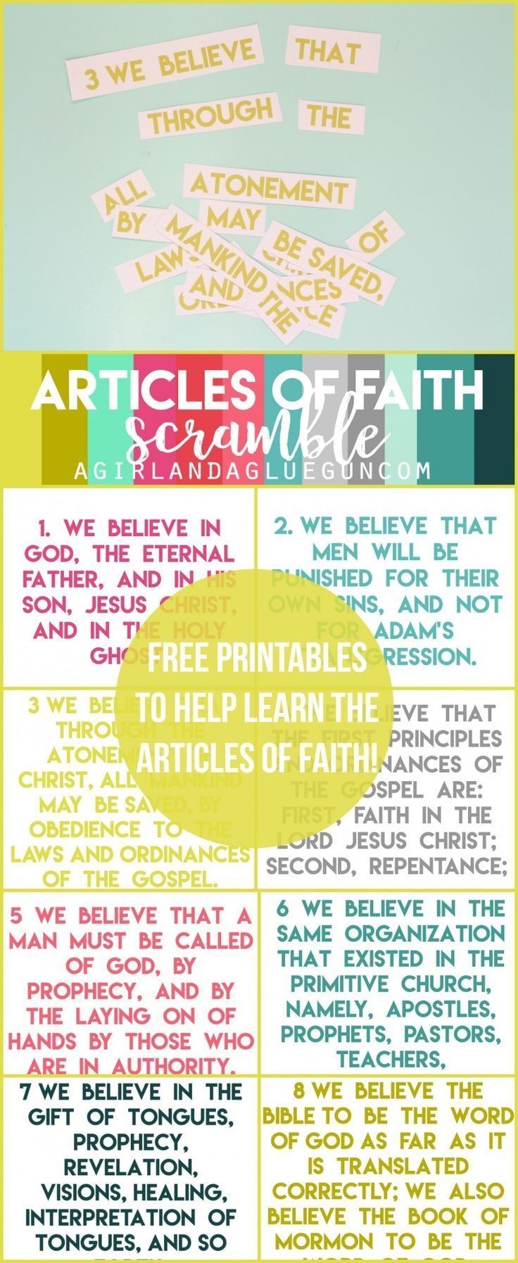 Printable Article Of Faith Cards