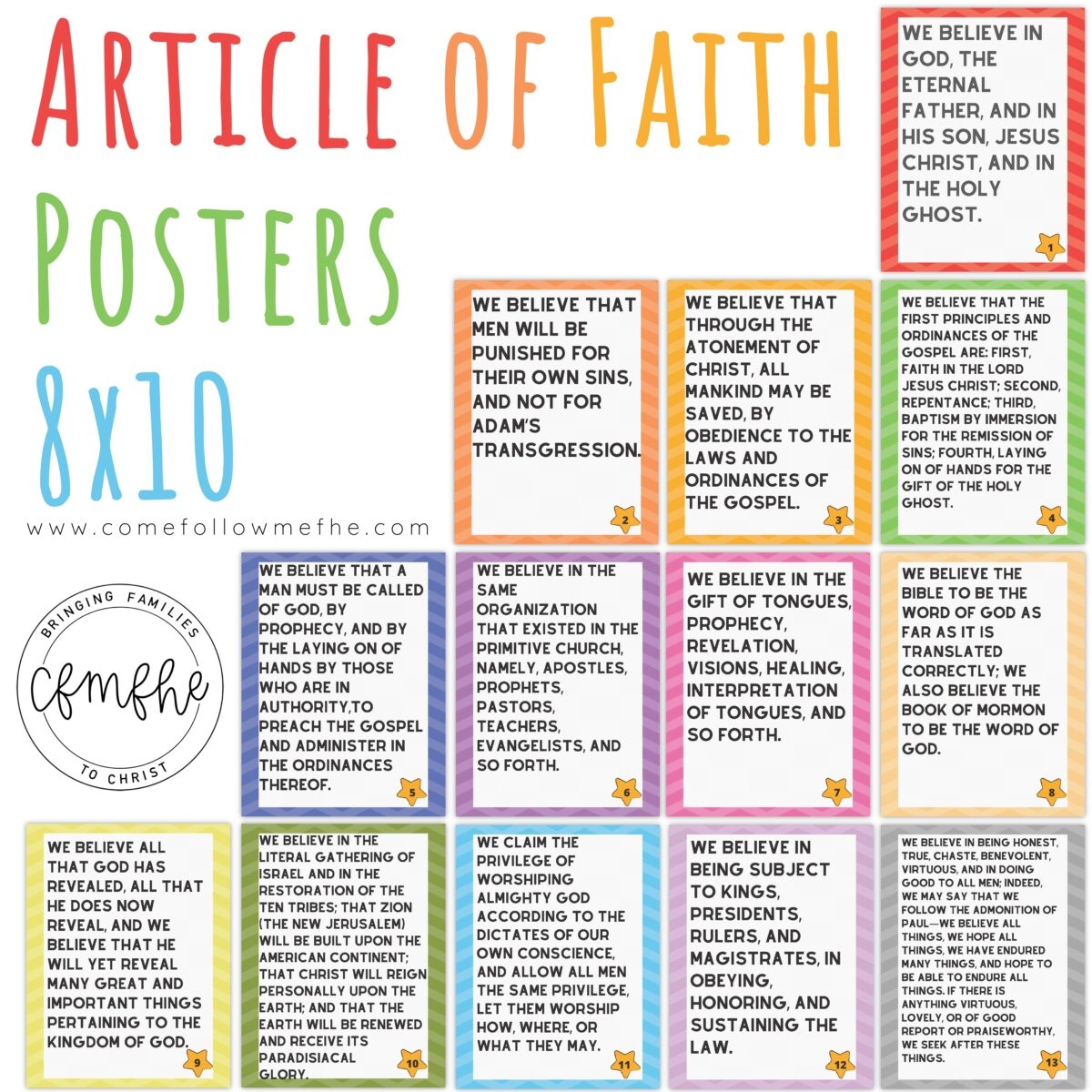 Articles Of Faith Prints Come Follow Me FHE