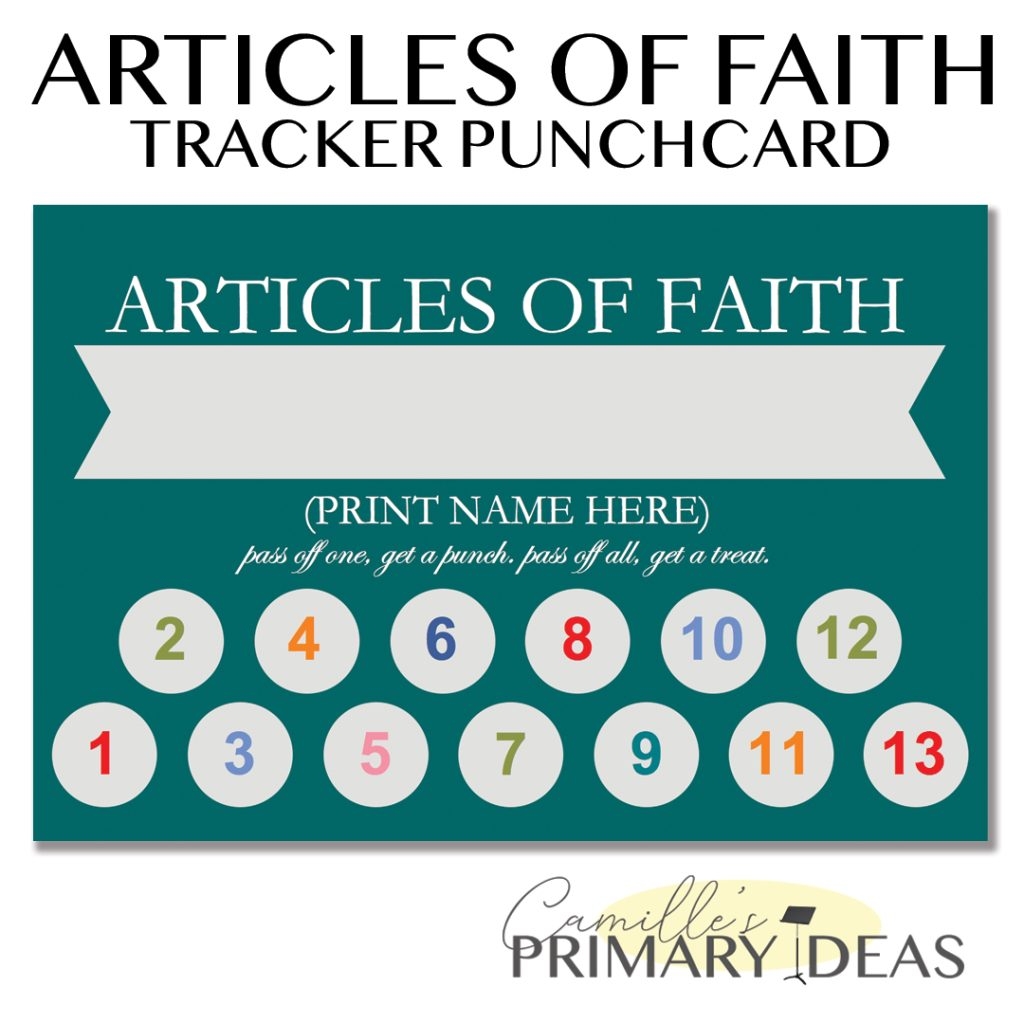 Articles Of Faith Tracker Punchcard Camille s Primary Ideas