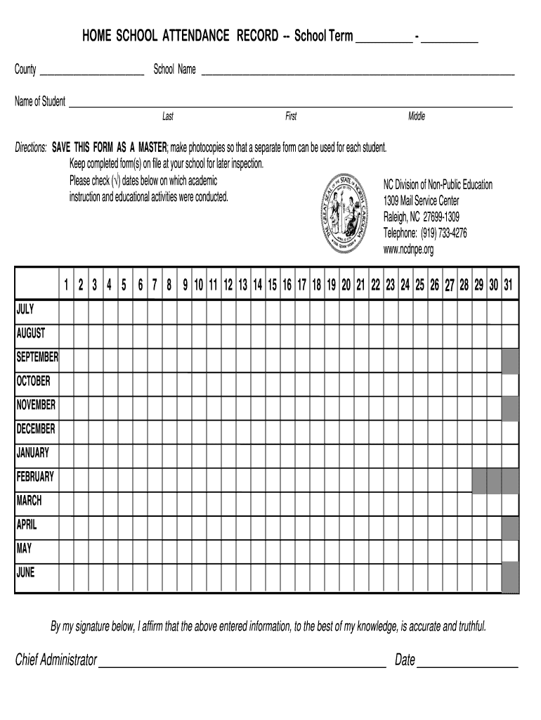Attendance Record Form Fill Online Printable Fillable Blank PdfFiller