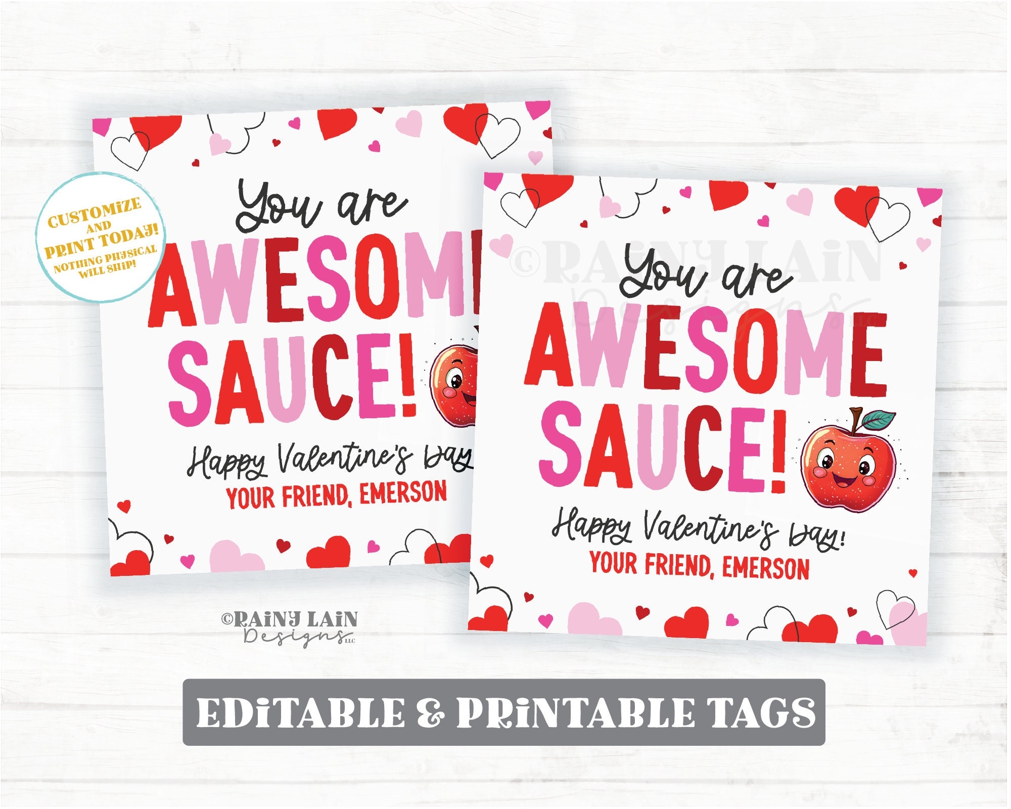 Awesome Sauce Valentine Applesauce Pouch Apple Sauce Packet Non candy Editable Gift Tag Preschool Classroom Printable Digital Download Etsy