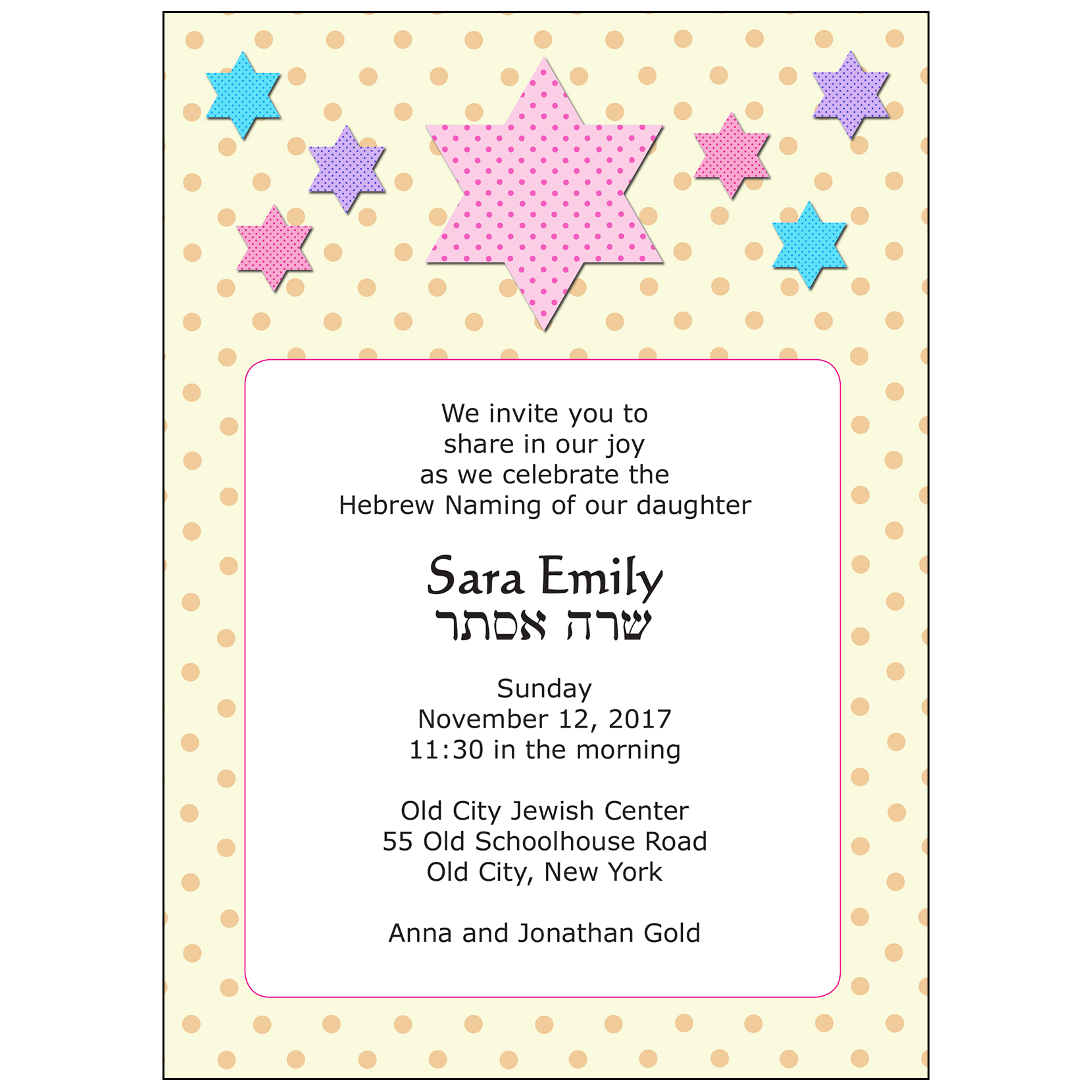 Baby Naming Invitation Style BN 17 IPV Studio