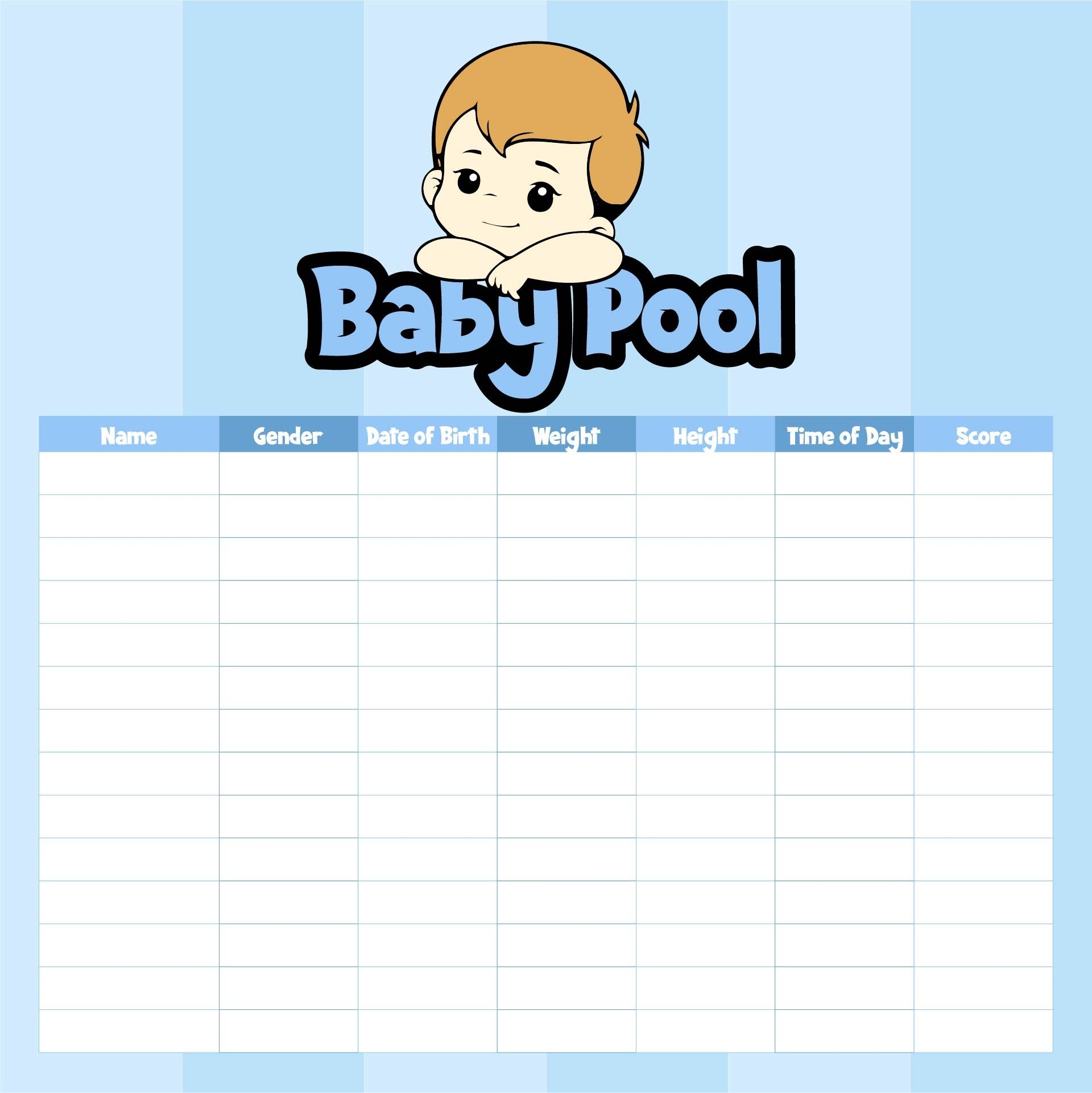 Baby Pool Template Excel 10 Free PDF Printables Printablee