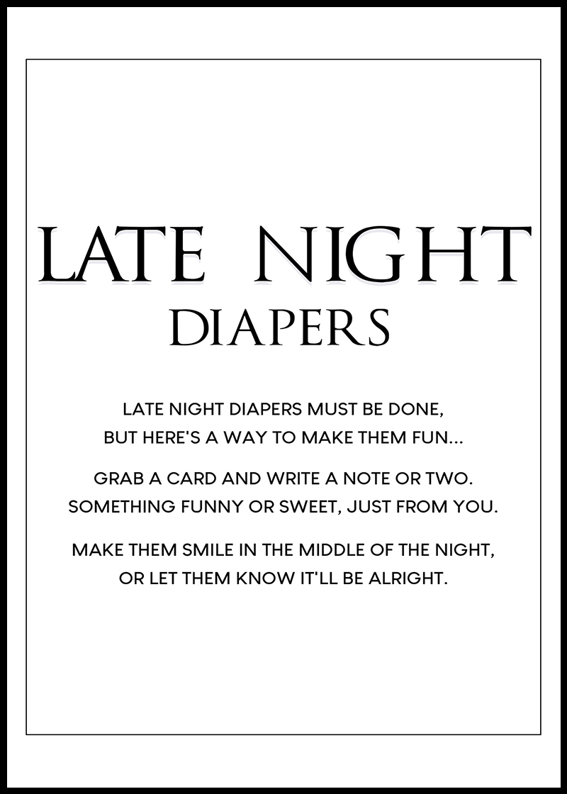 Baby Shower Games Free Printables Late Night Diapers 