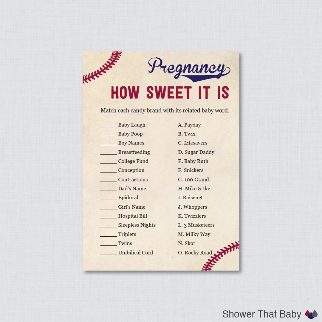 Baseball Baby Shower Pregnancy How Sweet It Is Game Printable Instant Download Baseball Baby Shower Candy Game Baseball Game 0027 Etsy