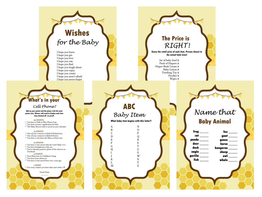 Bumble Bee Baby Shower Printables