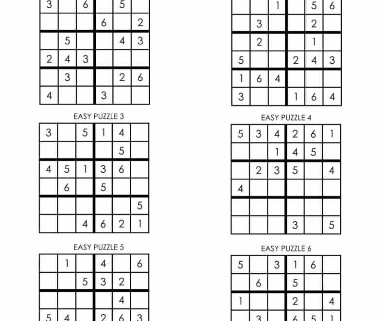 Beginner Sudoku 6x6 Printable Puzzles PDF