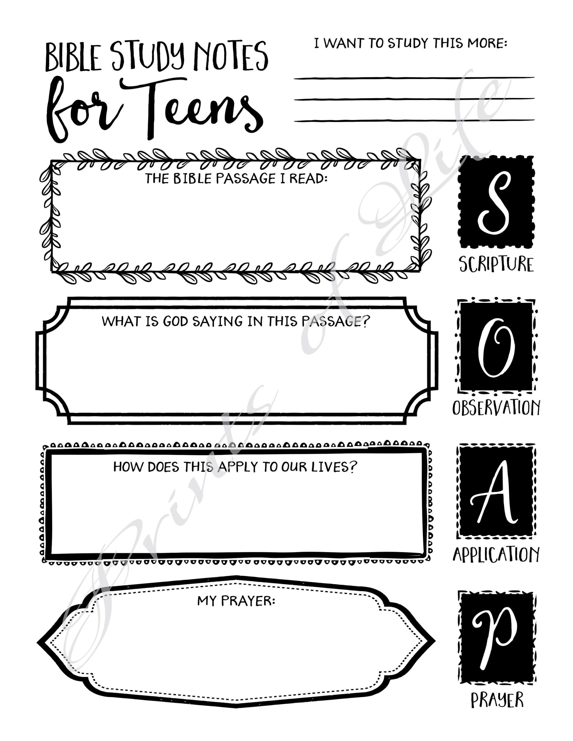 Bible Study Journal Notes For Teens Instant Download Printable SOAP Boys Girls Kids Youth Children Worksheet Guide Planner Log Etsy