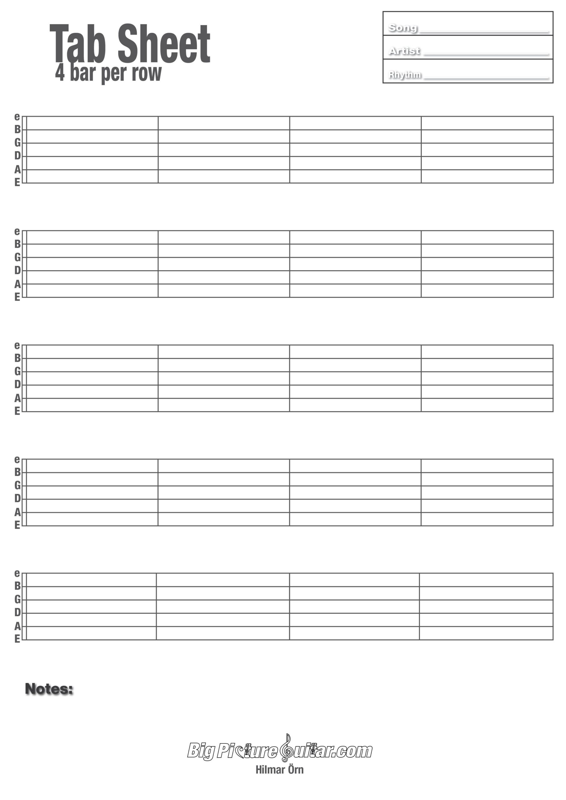 Printable Blank Music Sheets For Guitar