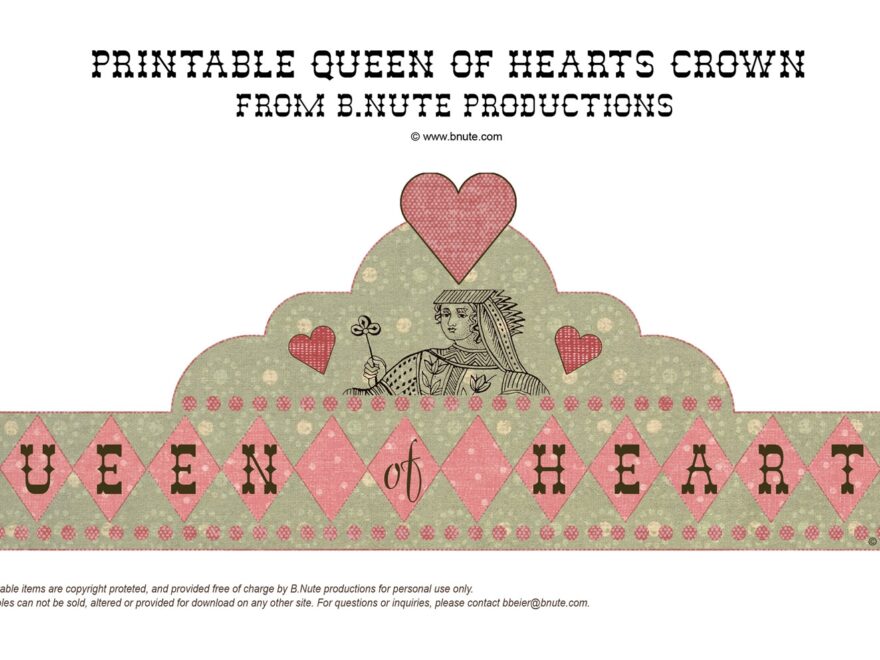 Bnute Productions Mad Hatter Tea Party Printable Queen Of Hearts Crown And Art Activity