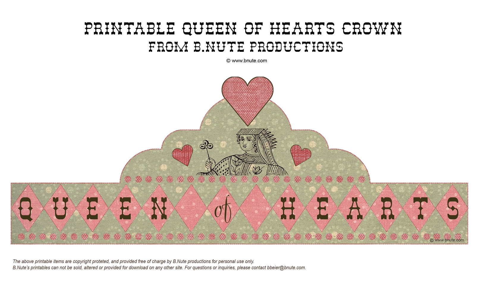 Bnute Productions Mad Hatter Tea Party Printable Queen Of Hearts Crown And Art Activity